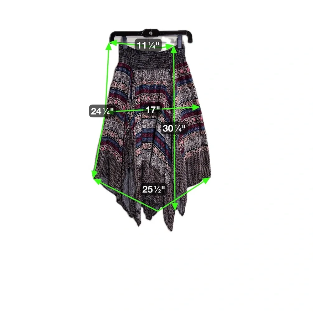 Hazel Boho Skirt – Smocked Waist / Asymmetrical Hem – Size M - Picture 6 of 8